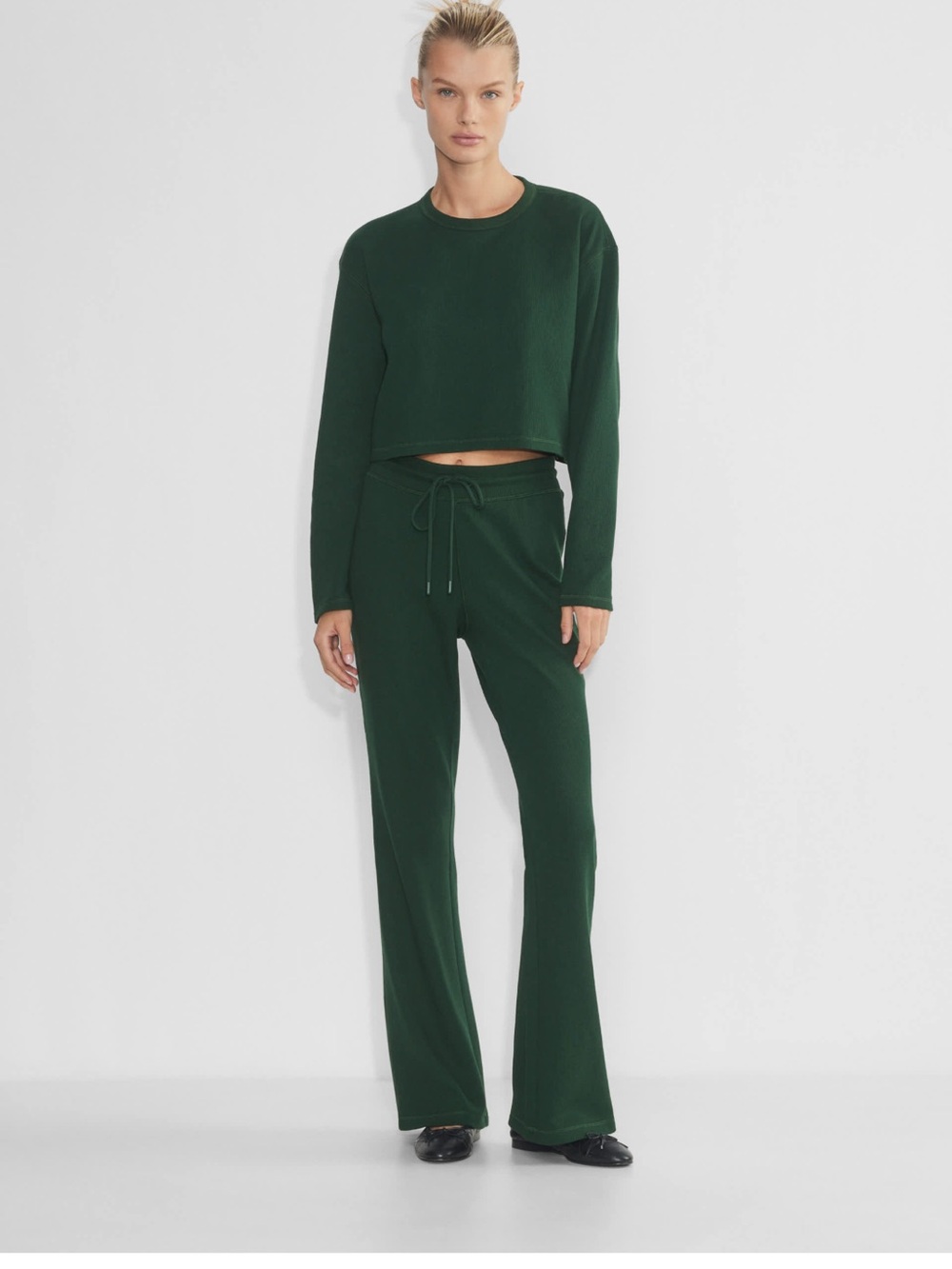 Sunday Best Aritzia Ribbed Flare Pants Forest Green XS